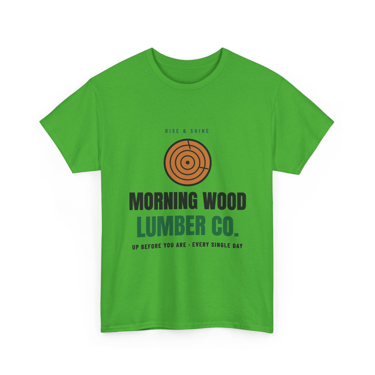 Morning Wood Lumber Co. funny t-shirt in Electric Green