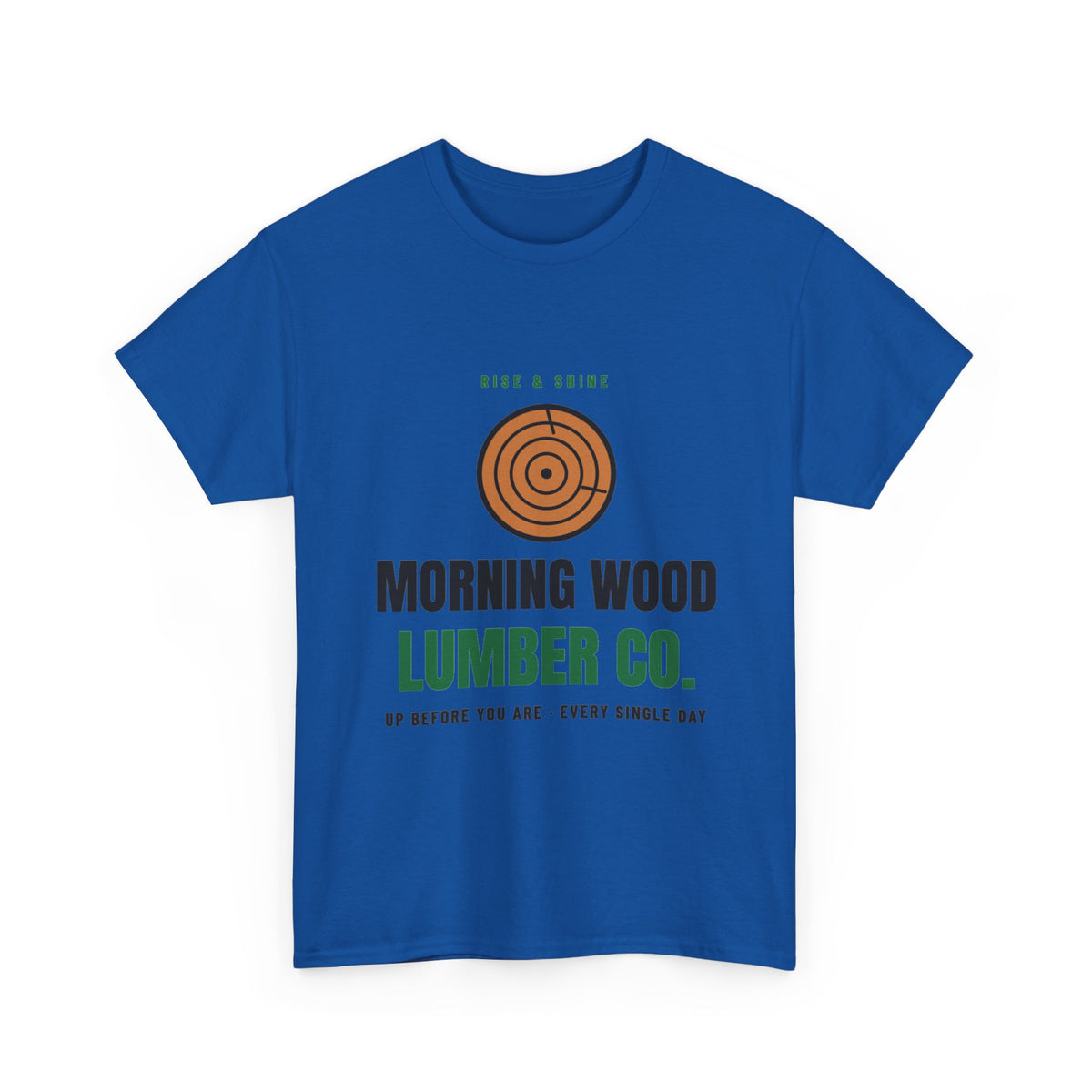 Morning Wood Lumber Co. funny t-shirt in Royal Blue