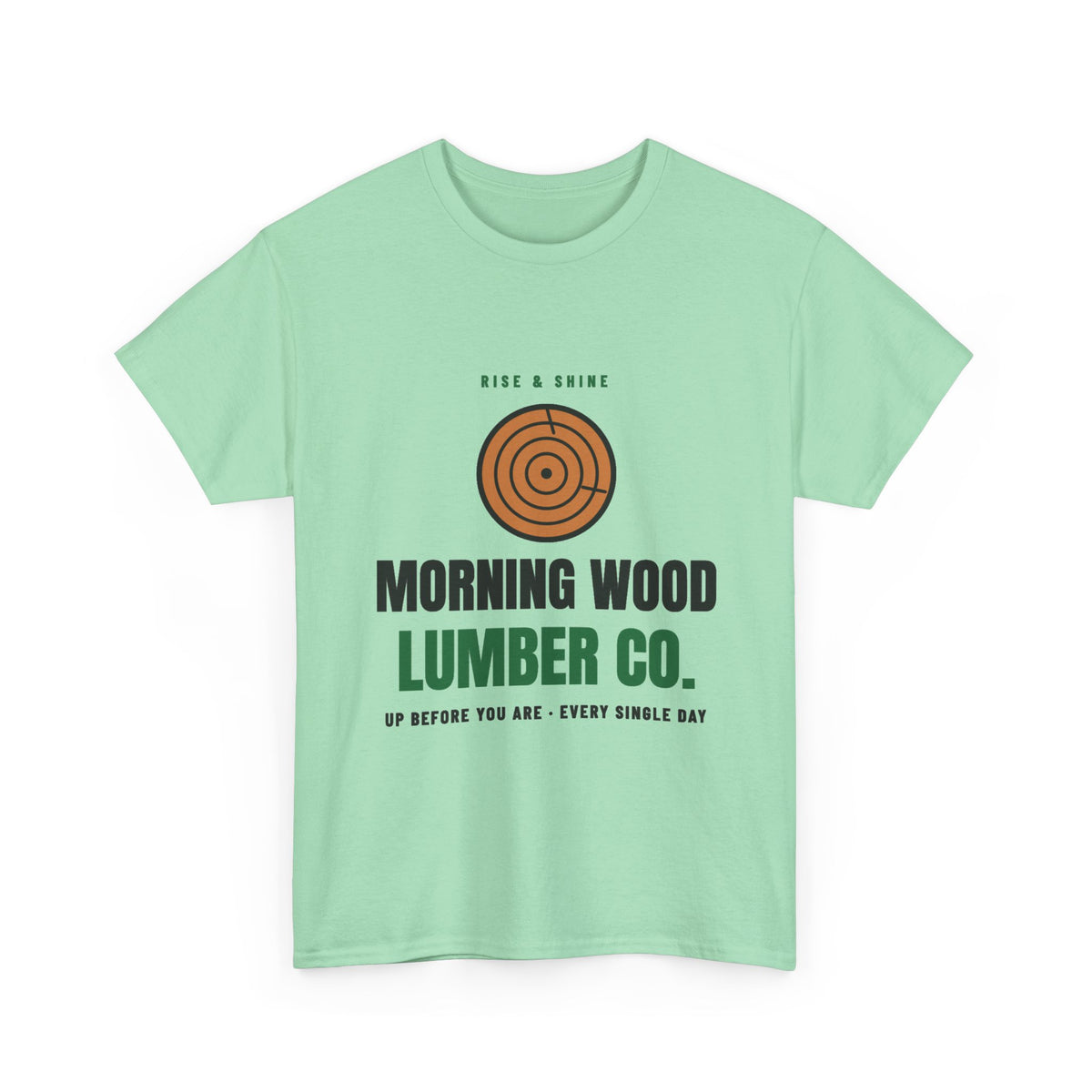 Morning Wood Lumber Co. funny t-shirt in Mint Green