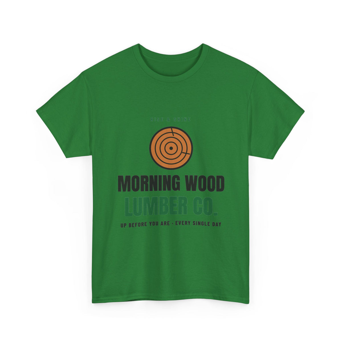 Morning Wood Lumber Co. funny t-shirt in Turf Green