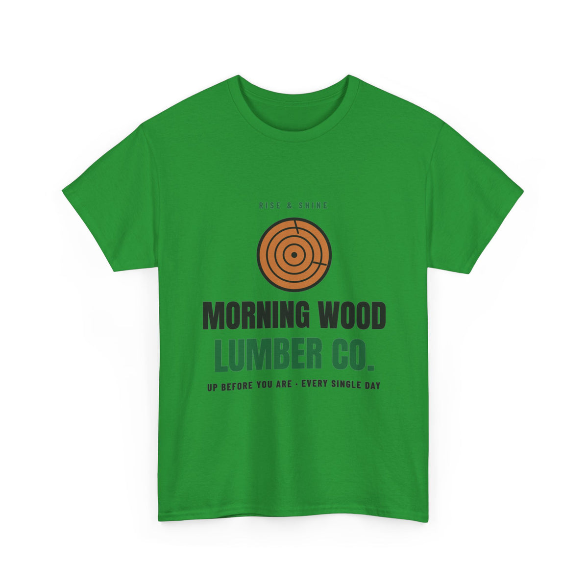 Morning Wood Lumber Co. funny t-shirt in Irish Green